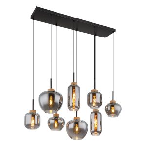 Rookglazen zwarte moderne hanglamp Globo Matt