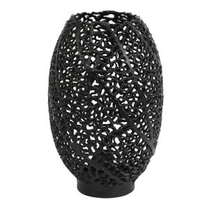 Rustieke zwarte vaas tafellamp Light & Living Sinula