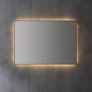 Spiegel Decor mat zwart met indirecte LED verlichting drie kleuren en dimbaar