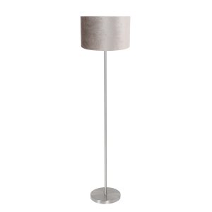 Stalen vloerlamp met grijze velours kap Mexlite Noor