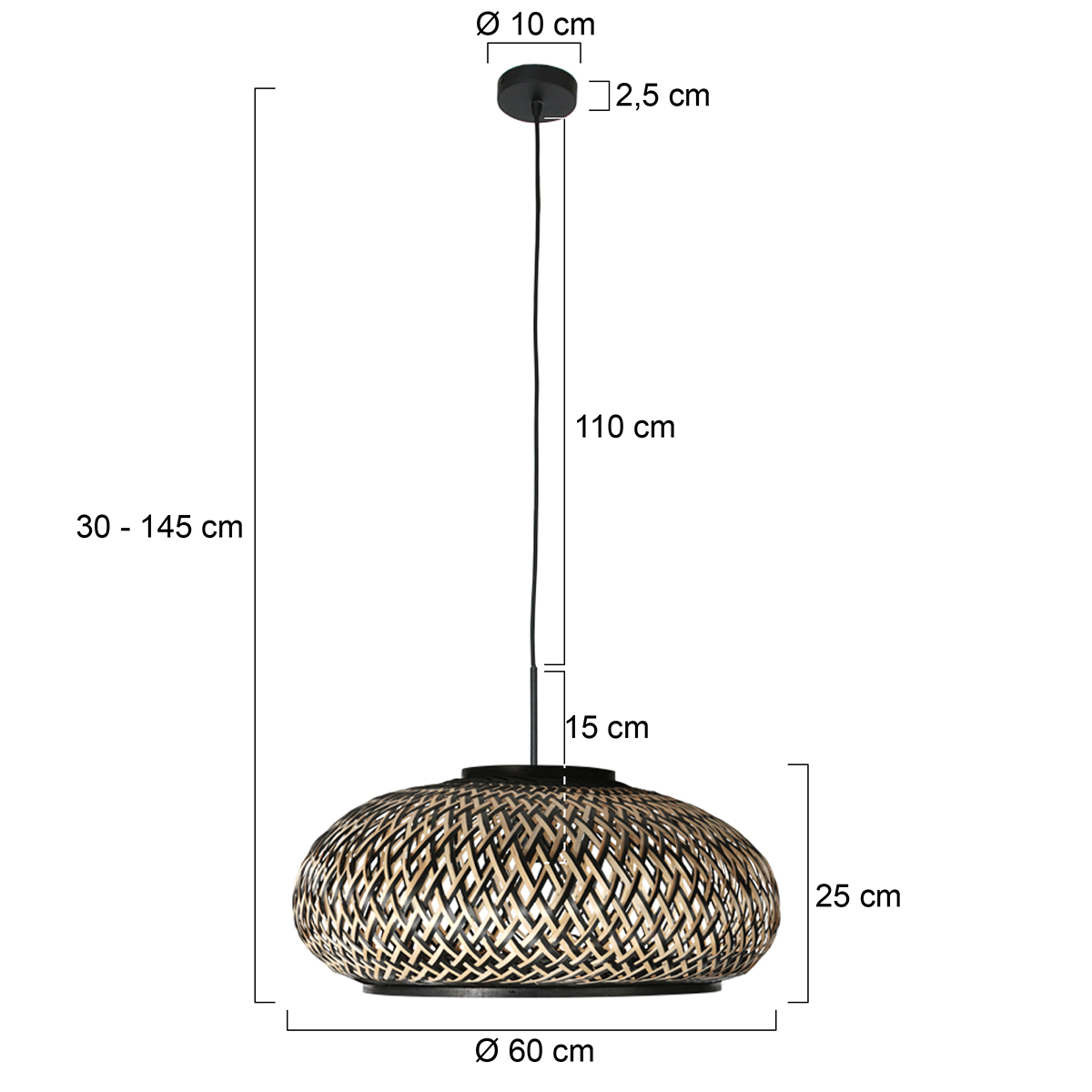Bolle bamboe hanglamp zwart/naturel Steinhauer Sparkled Light - Afbeelding 7