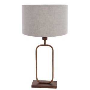 Bronzen tafellamp met grijs grof linnen en rustige uitstraling Steinhauer Stang