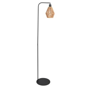 Minimalistische zwarte lampenvoet met katoenen kapje Steinhauer Stang