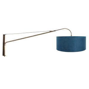 Bronzen wandlamp met blauw velours kap Ø50 cm Steinhauer Elegant Classy