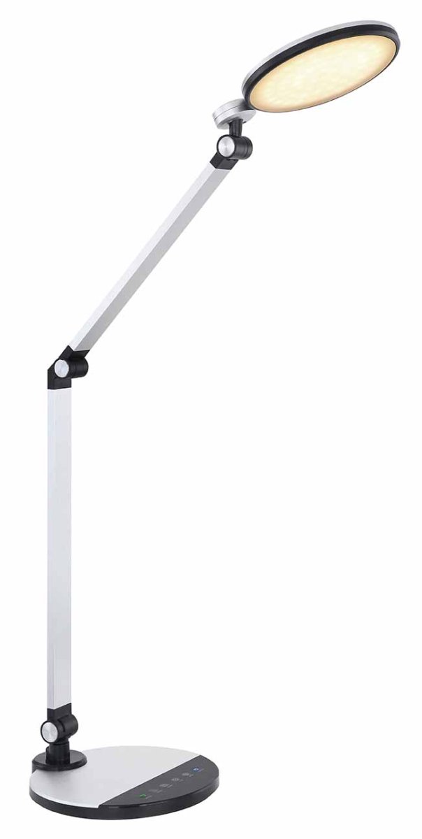 Tafellamp zilver/zwart aluminium rond Globo Konsti - Afbeelding 4
