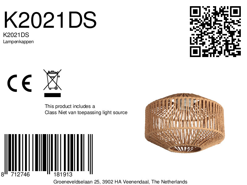 Touwlampenkap met fijn vlechtwerk Anne Light - Afbeelding 9