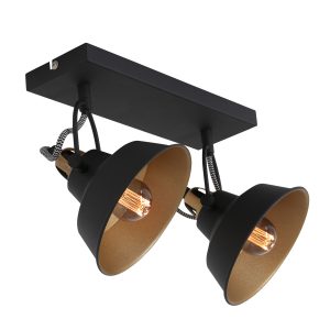 Zwarte industriële tweelichts verstelbare wandlamp Mexlite Nove