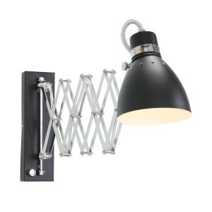 Metalen industriële hanglamp zwart scharnierarm Steinhauer Spring
