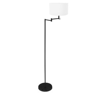 Moderne zwarte vloerlamp met witte lampenkap Mexlite Bella