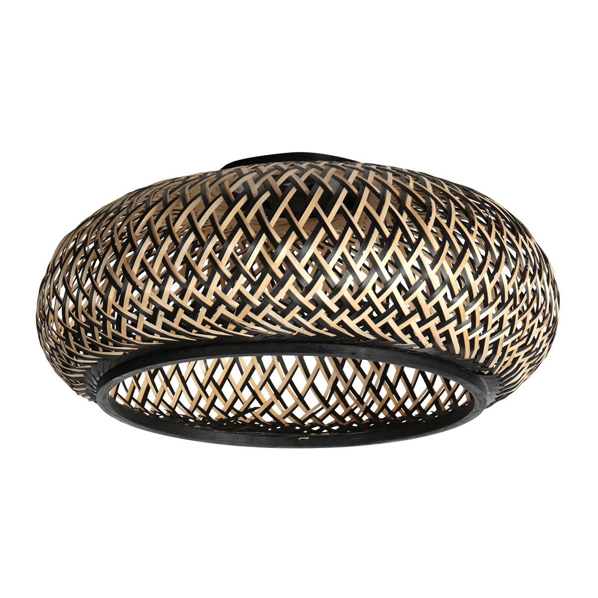 Vloerlamp met bamboekap en slanke zwarte voet Mexlite Solva - Afbeelding 8