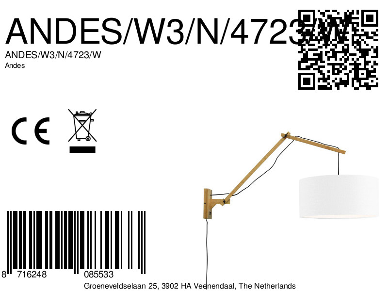 Witte wandlamp dubbelgewricht breed GOOD&MOJO Andes - Afbeelding 8