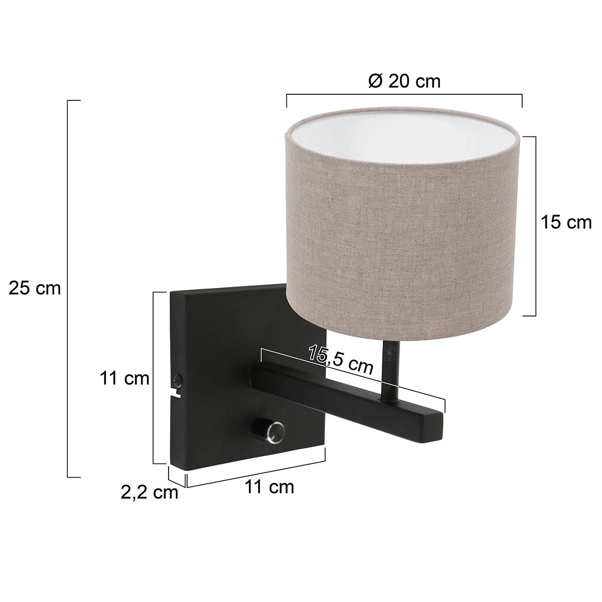 Wandlamp met beige kap Steinhauer Stang - Afbeelding 7