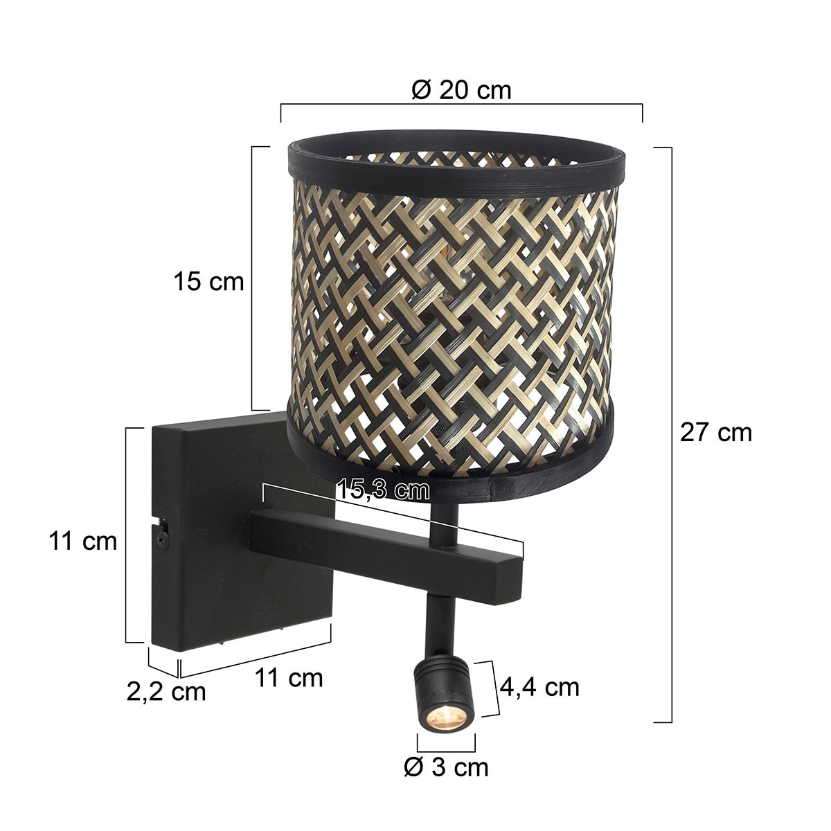 Wandlamp Zwart met Patroon en leeslamp Steinhauer Stang - Afbeelding 7