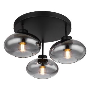 Zwart metalen ronde moderne plafondlamp Globo Shaun