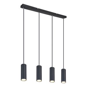 Zwarte hanglamp 4-spots Globo Robby