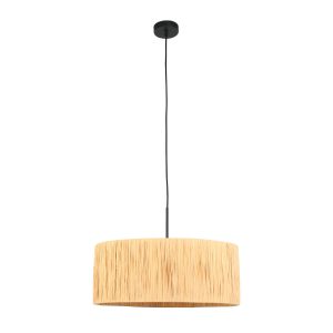 Zwarte hanglamp met ronde houtkleurige kap Steinhauer Sparkled light