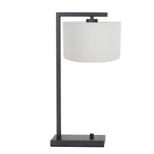 Zwarte tafellamp met crème kap Steinhauer Stang