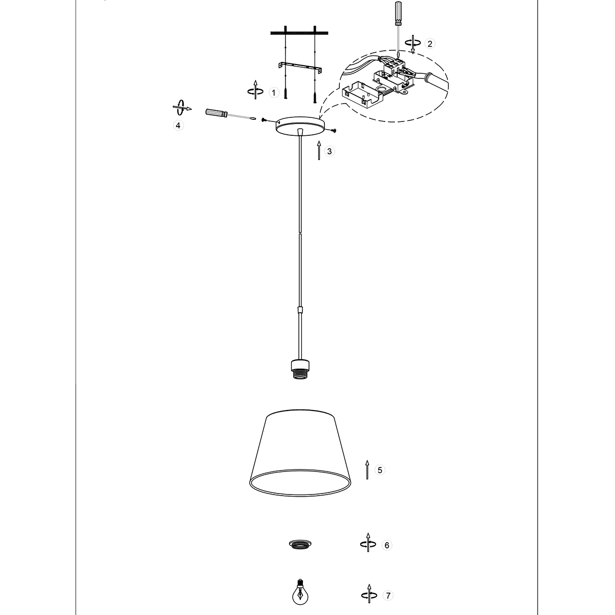 Zwarte pendel met hoge touwkap Steinhauer Sparkled Light - Afbeelding 9