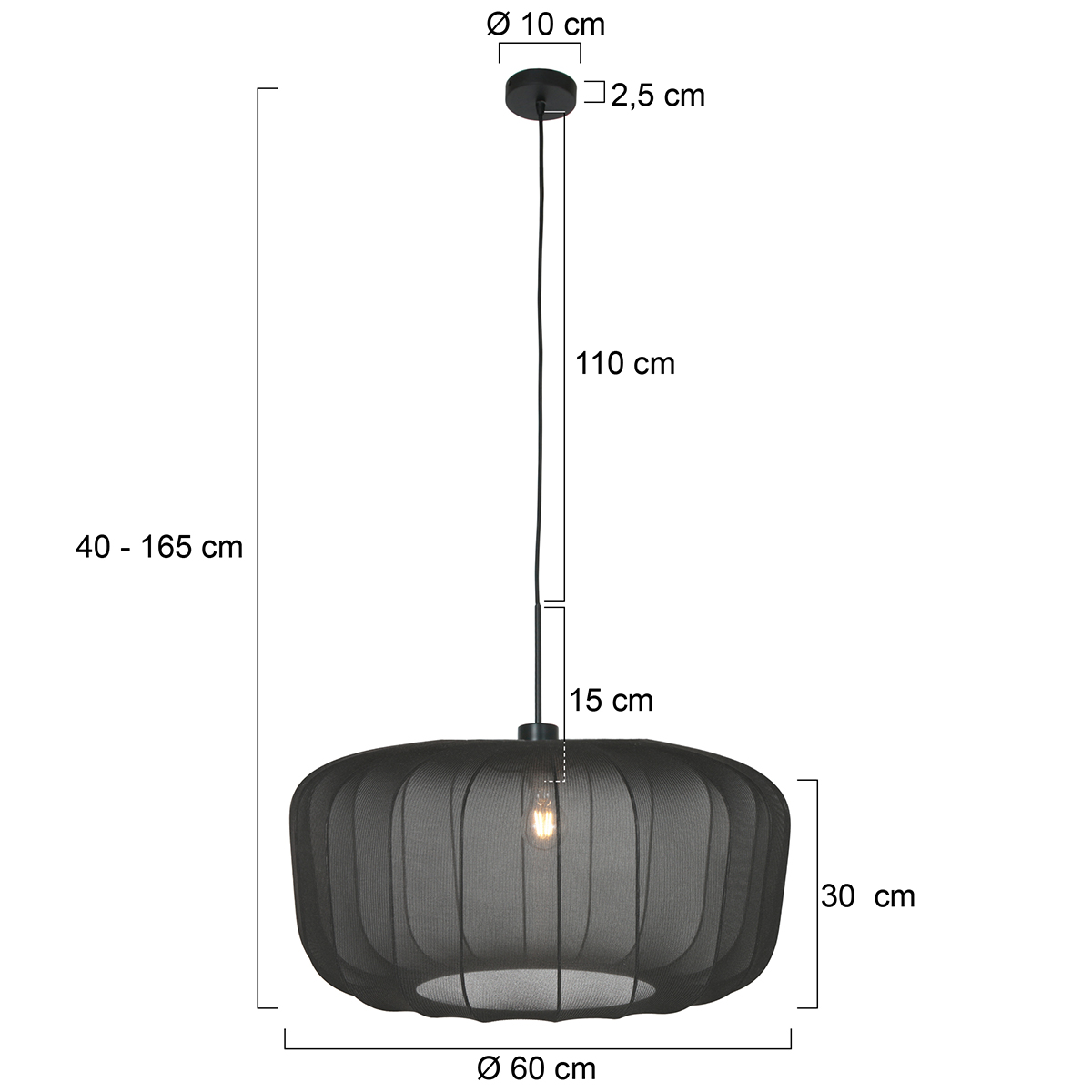 Zwarte pendel met royale zwarte kap Steinhauer Sparkled Light - Afbeelding 8