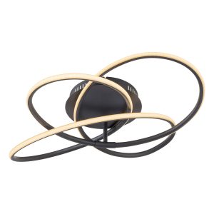 Zwart/witte ronde plafondlamp ringconstructie Globo Panda